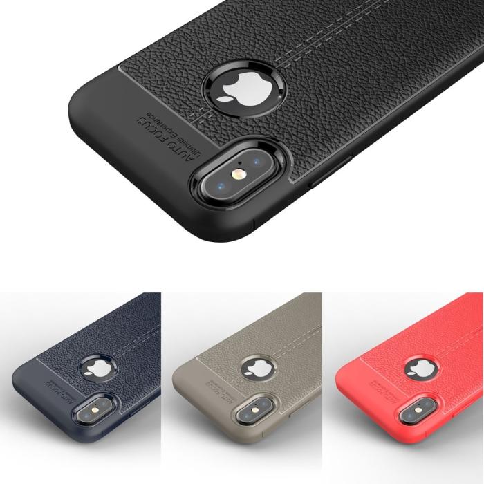 OEM - Litchi Skin TPU Mobilskal till iPhone XS / X - Grå
