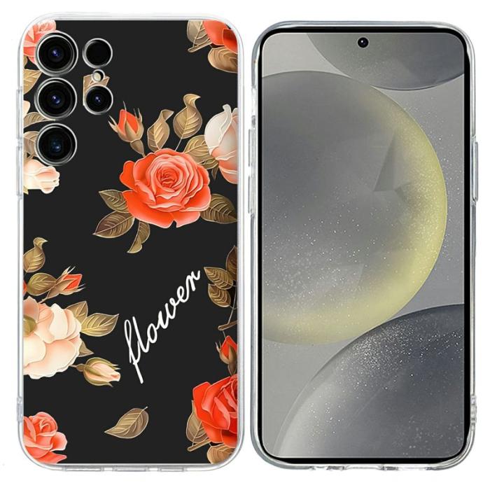 OEM - Mobilskal till Samsung Galaxy S26 Ultra Mönstertryck Stötskydd TPU Svart Blommor