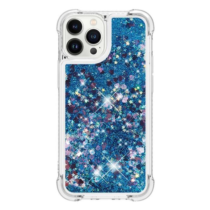 OEM - iPhone 14 Pro Skal Liquid Floating Glitter - Blå