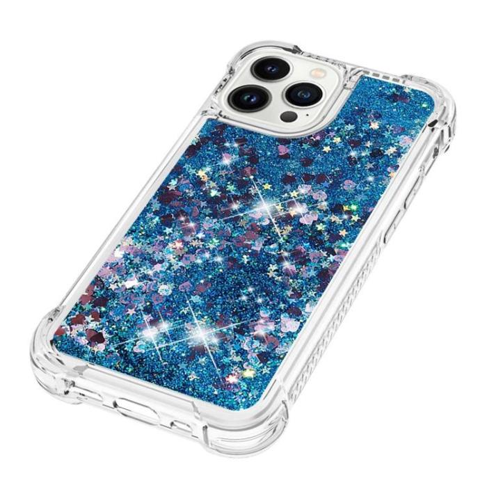 OEM - iPhone 14 Pro Skal Liquid Floating Glitter - Blå