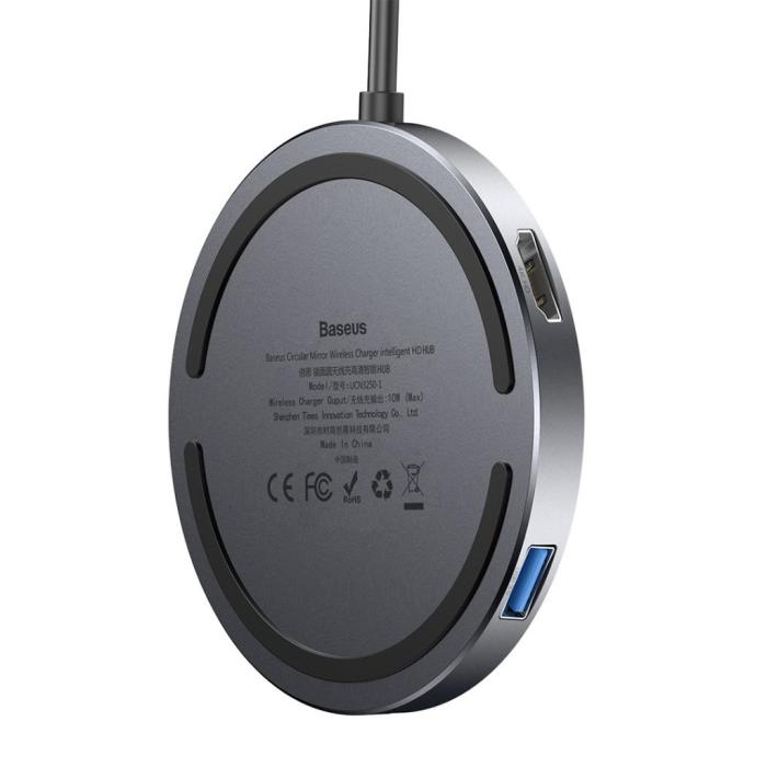 BASEUS - Baseus Mirror series Qi laddare och USB-C hub med HDMI USB 3.0 och PD
