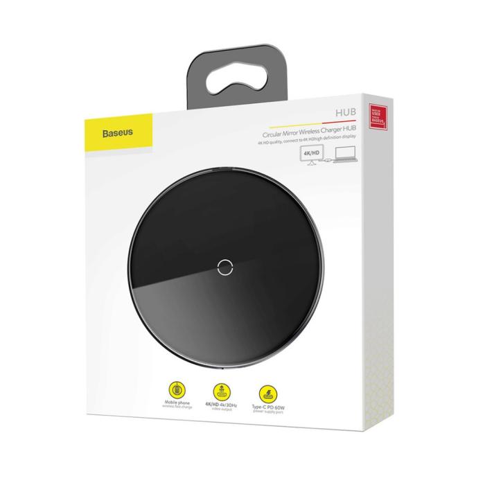 BASEUS - Baseus Mirror series Qi laddare och USB-C hub med HDMI USB 3.0 och PD