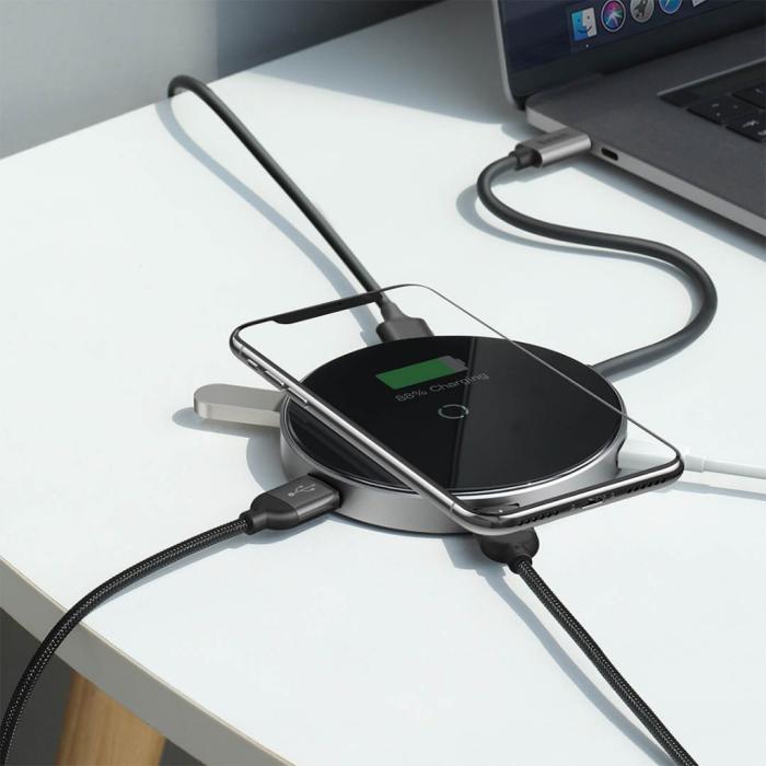 BASEUS - Baseus Mirror series Qi laddare och USB-C hub med HDMI USB 3.0 och PD