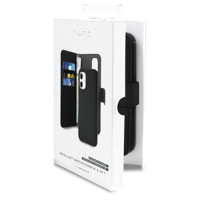 UTGATT1 - Puro - Detachable Plånboksfodral EcoLeather iPhone 11 - Svart
