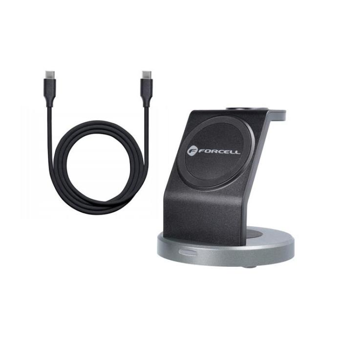 Forcell - Forcell 3-in-1 Trådlös Laddare Magsafe iPhone, Apple Watch, Airpods