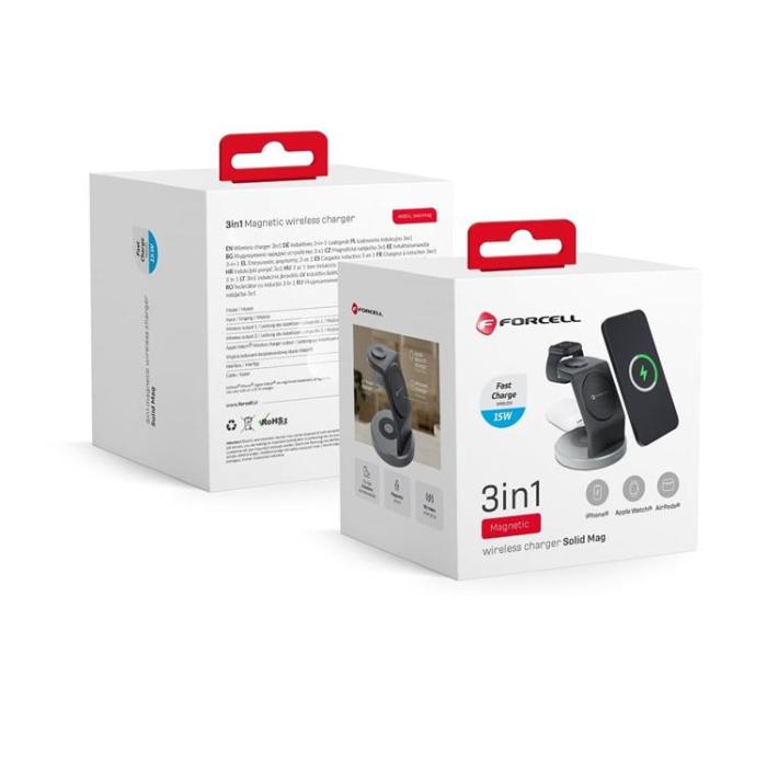 Forcell - Forcell 3-in-1 Trådlös Laddare Magsafe iPhone, Apple Watch, Airpods