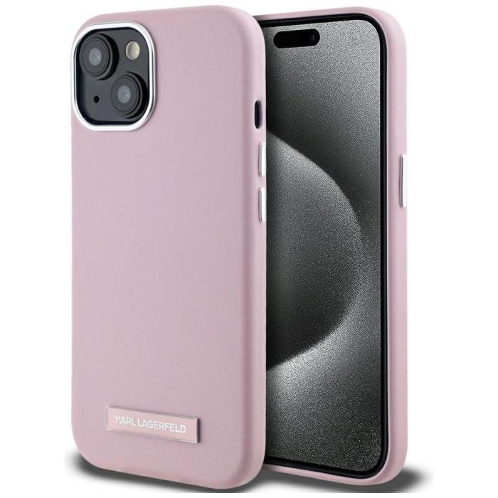 KARL LAGERFELD - Karl Lagerfeld Mobilskal till iPhone 15 MagSafe FW Metal Plate Rosa