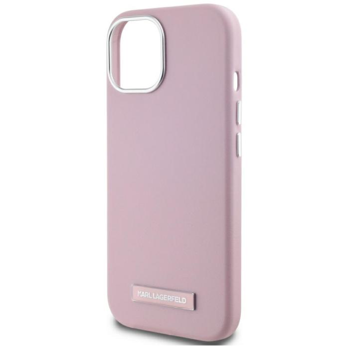 KARL LAGERFELD - Karl Lagerfeld Mobilskal till iPhone 15 MagSafe FW Metal Plate Rosa