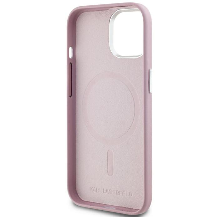 KARL LAGERFELD - Karl Lagerfeld Mobilskal till iPhone 15 MagSafe FW Metal Plate Rosa