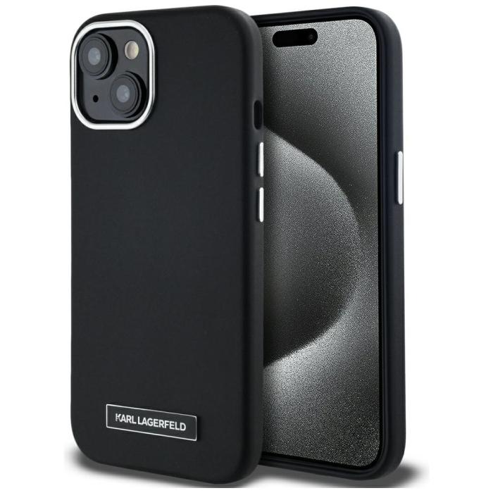 KARL LAGERFELD - Karl Lagerfeld Mobilskal till iPhone 15 MagSafe FW Metal Plate - Svart