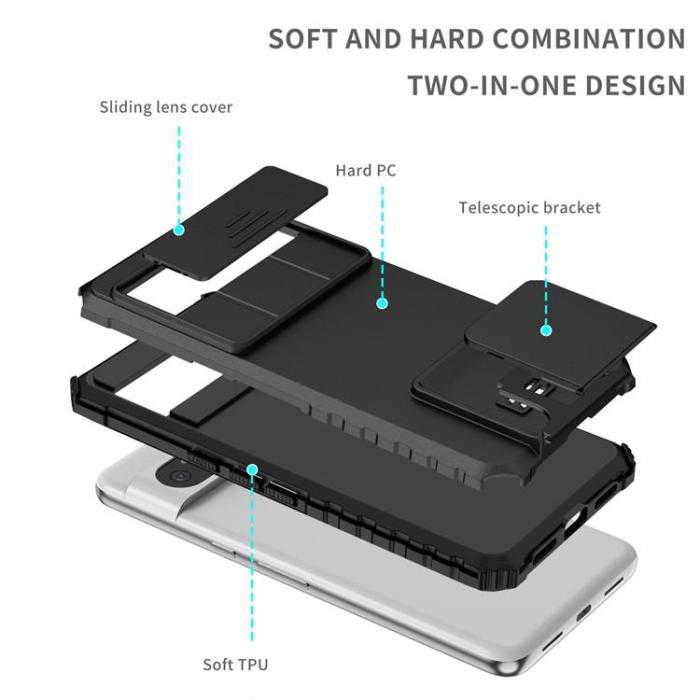 A-One Brand - Google Pixel 8 Pro Mobilskal Slide Kamera Kickstand - Svart