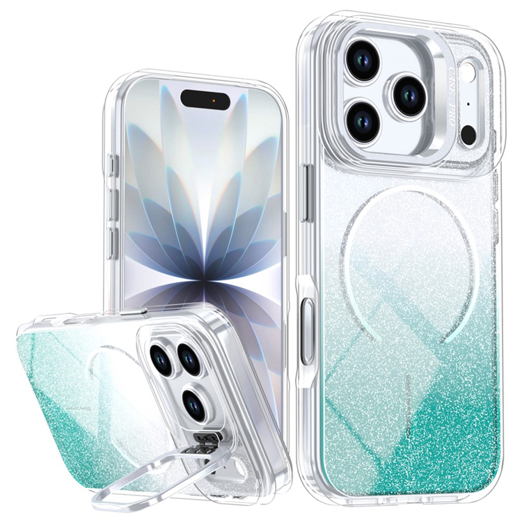 iPhone 17 Pro Max Mobilskal MagSafe Shockproof Glitter Gradient - Blå (Grön) | 2353 | AlltMobil