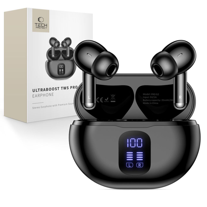 Tech-Protect - Tech-Protect Trådlös Hörlurar In-Ear Ultraboost Pro G2 - Svart