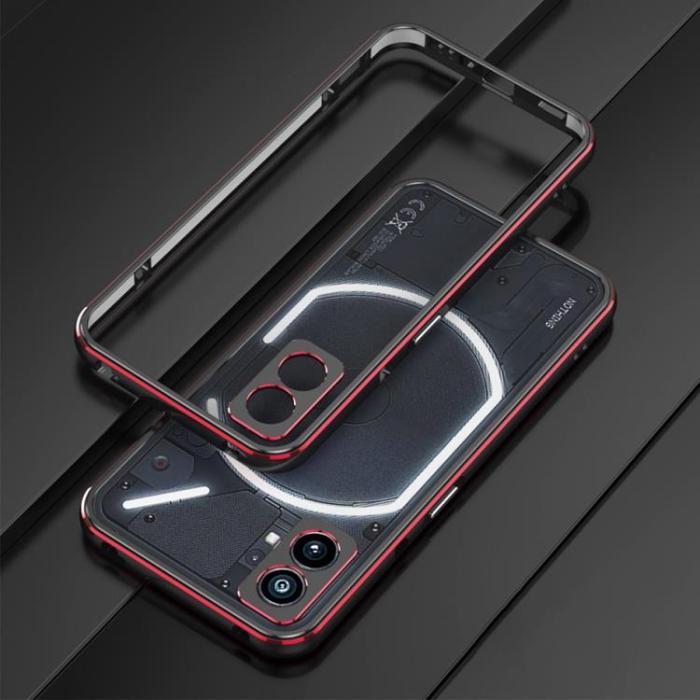 A-One Brand - Nothing Phone 1 Skal Metall Bumper - Svart/Röd
