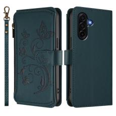 OEM - Samsung Galaxy A37 Pl&aring;nboksfodral Konstl&auml;der Blomtryck - Gr&ouml;n