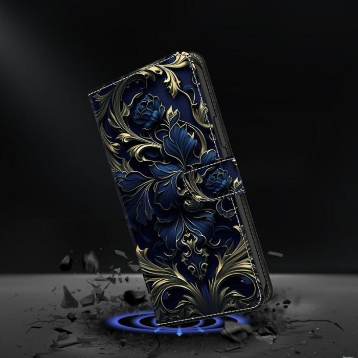 OEM - Samsung Galaxy A37 Plånboksfodral Konstläder Med Ställ - Blå Blomma