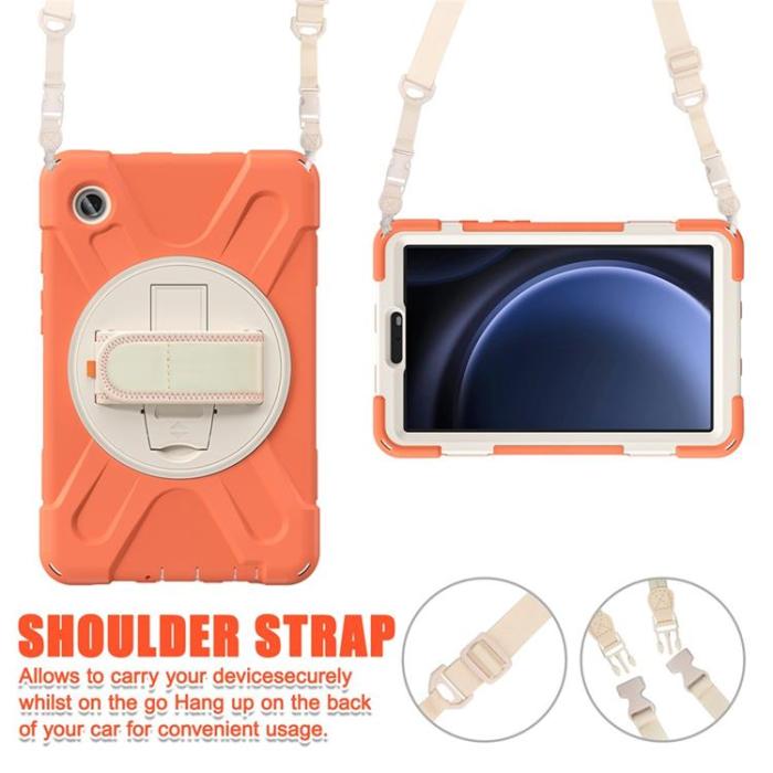 A-One Brand - Galaxy Tab A9 Skal Kickstand Handrem Med Axelrem - Orange