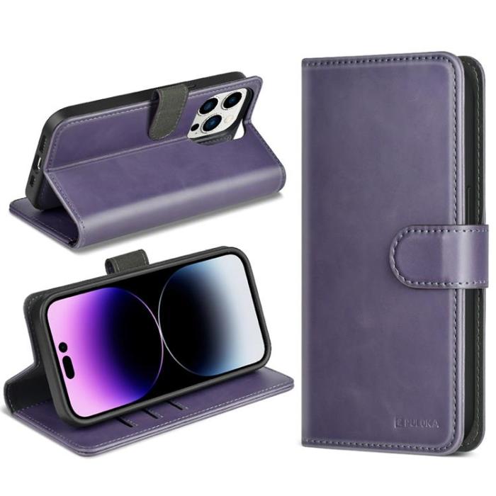 PULOKA - Puloka iPhone 14 Pro Plånboksfodral Magsafe 2in1 - Lila