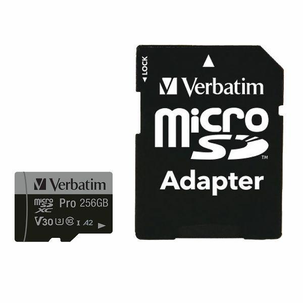 Verbatim Minneskort microSD 256GB Med Adapter Pro U3 - Svart | 288 | AlltMobil