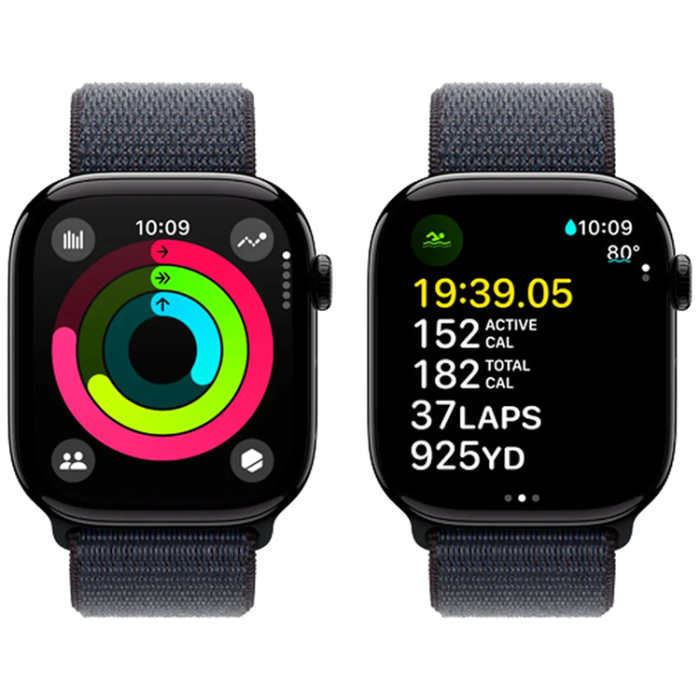 Apple - Apple Watch Series 10 46mm GPS (Jet Black Aluminium - Ink Sport Loop)