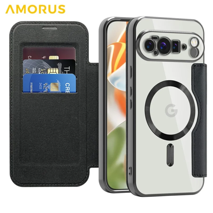 AMORUS - AMORUS Google Pixel 10 Pro XL Plånboksfodral Magsafe RFID - Svart