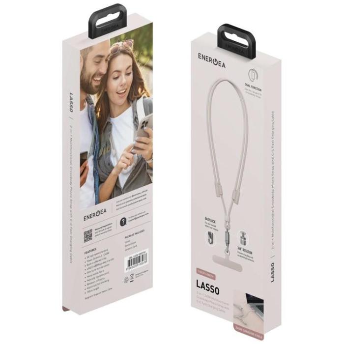 ENERGEA - ENERGEA USB-C till USB-C 240W Kabel 1.5m Lanyard Lasso - Sand