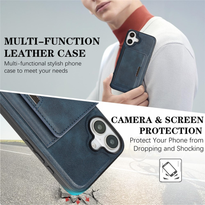 A-One Brand - iPhone 17 Mobilskal MagSafe Kickstand Tri-fold Korthållare - Blå