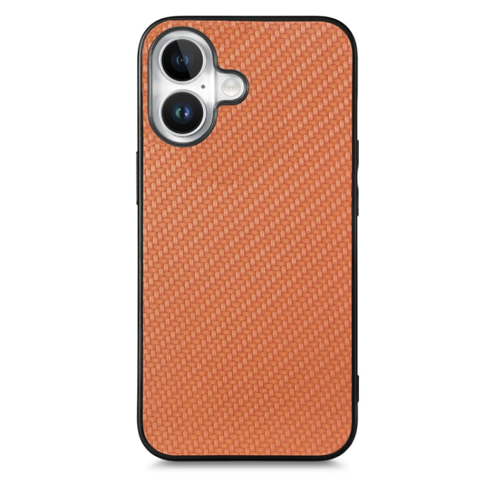 A-One Brand - iPhone 17 Mobilskal Carbon Fiber PU Läder - Brun