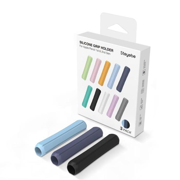 UTGATT1 - Stoyobe 3 Pcs Set Silikon Hållare För Stylus Penna - Mörkblå/Ljusblå/Svart