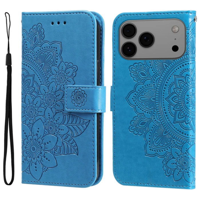 A-One Brand - iPhone 17 Pro Max Plånboksfodral Floral Pattern - Blå