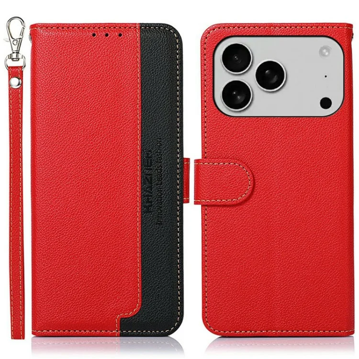 KHAZNEH - KHAZNEH iPhone 17 Pro Max Plånboksfodral RFID Blocking - Röd