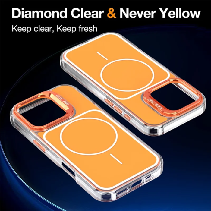 A-One Brand - Mobilskal till iPhone 16 Pro Max MagSafe Lens Kickstand med Handrem - Orange