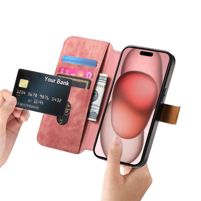 A-One Brand - Plånboksfodral För iPhone 17 Armband Kickstand - Rosa