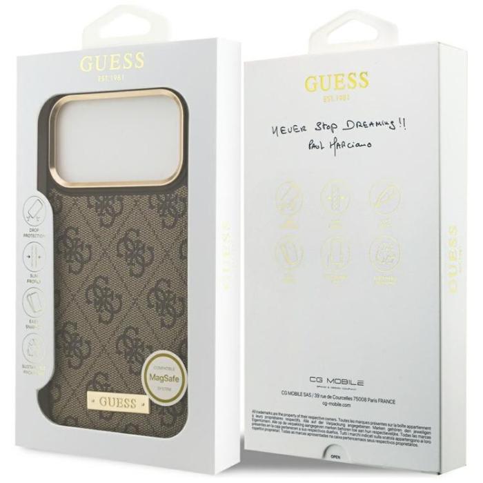 Guess - Guess iPhone 17 Pro Max Mobilskal MagSafe 4G Logo Plate - Brun