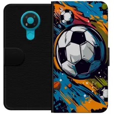 Gustaf - Pl&aring;nboksfodral till Nokia 3.4 med Fotbollar