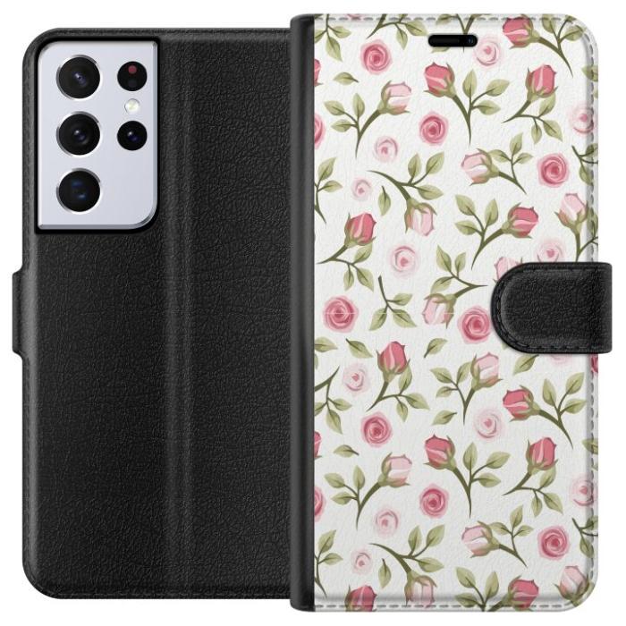 iSecrets - Plånboksfodral till Samsung Galaxy S21 Ultra 5G med Blommigt