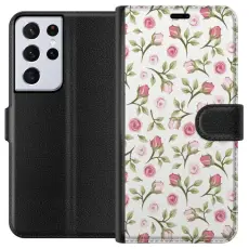 Gustaf - Pl&aring;nboksfodral till Samsung Galaxy S21 Ultra 5G med Blommigt