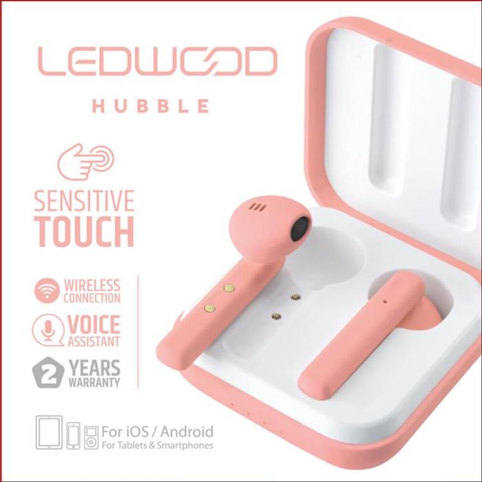 Ledwood - LEDWOOD Hörlurar Hubble TWS True Wireless In-Ear Mic - Rosa