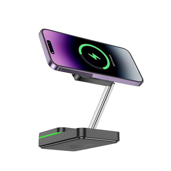 Hoco - Hoco 3-in-1 Trådlös Laddare Magsafe 15W iPhone, Apple Watch, AirPods - Svart