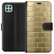 Gustaf - Pl&aring;nboksfodral till Samsung Galaxy A22 5G med Gyllene Murstenar