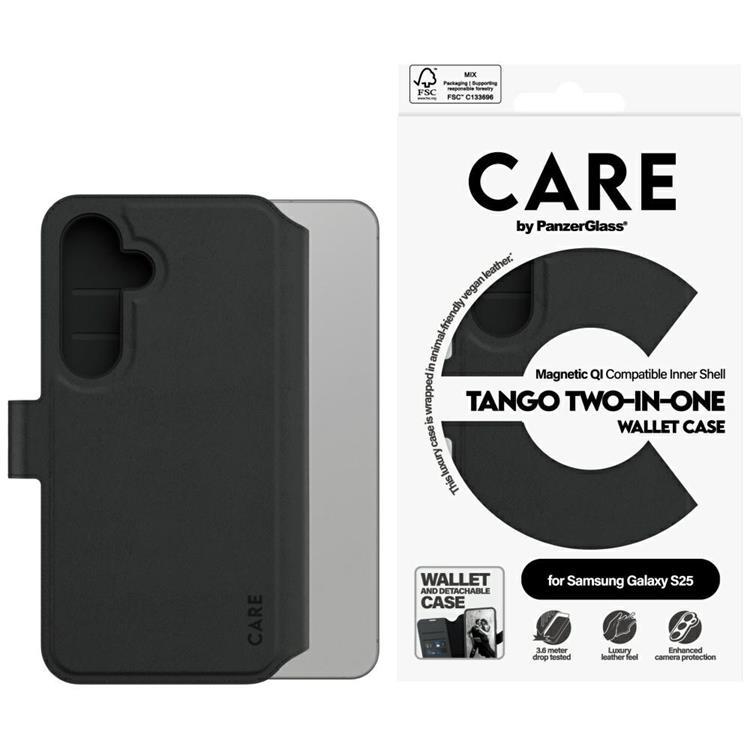CARE By PanzerGlass Galaxy S25 Plånboksfodral Tango 2in1 - Svart | 2353 | AlltMobil