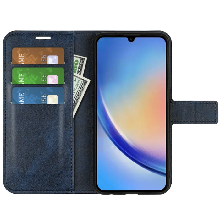 A-One Brand - Galaxy A34 5G Plånboksfodral Calf Flip Folio - Blå