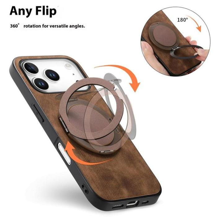 A-One Brand - iPhone 17 Pro Max Mobilskal Rotating Kickstand - Brun