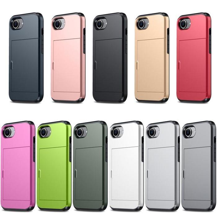 A-One Brand - iPhone SE (2024) Mobilskal Korthållare TPU + PC - Rosa Guld