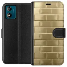 Gustaf - Pl&aring;nboksfodral till Motorola Moto E13 med Gyllene Murstenar