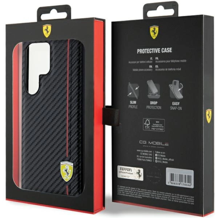 Ferrari - Ferrari Galaxy S24 Ultra Mobilskal Carbon Printed Line - Svart