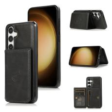 OEM - Mobilfodral f&ouml;r Samsung Galaxy S26 Kortfack Kickstand Konstl&auml;der - Svart