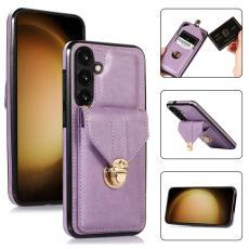 OEM - Mobilfodral f&ouml;r Samsung Galaxy S26 Kortfack Kickstand Konstl&auml;der + TPU - Lila
