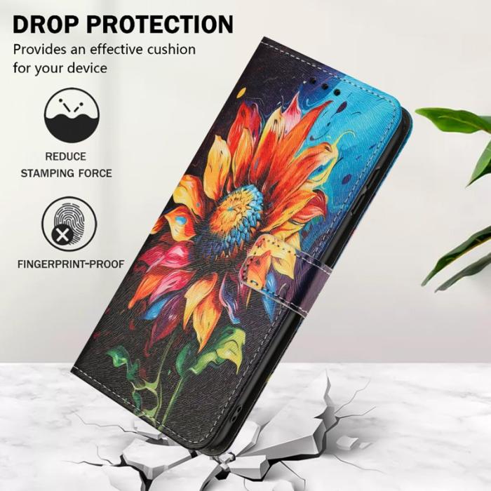 OEM - Plånboksfodral för Samsung Galaxy S26 Konstläder Mönster - Solros