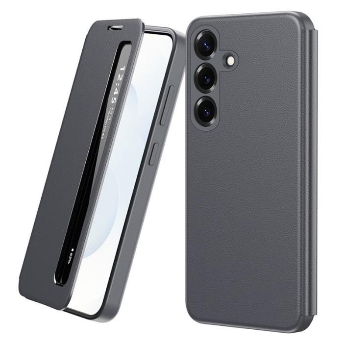 OEM - Mobilfodral för Samsung Galaxy S26 Smart View Konstläder - Grå